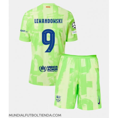 Camiseta Barcelona Robert Lewandowski #9 Tercera Equipación Replica 2024-25 para niños mangas cortas (+ Pantalones cortos)